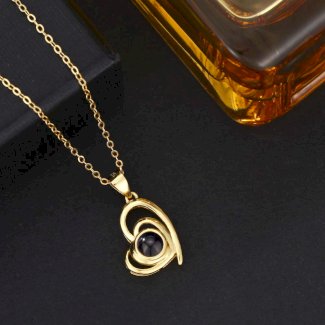 Foto Projektion Halskette mit Bild im Stein - Herz im Herz