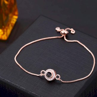 Foto Projektion Armband mit Bild im Stein - Blume Runde