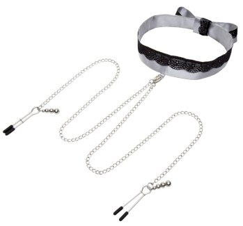Halsband mit Nippelklemmen ?Play Nice Satin Collar & Nipple Clamps? - Gratisinserat.com
