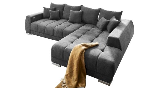 Wohnlandschaft grau 300 cm - Schlaffunktion - MANUEL