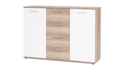 Kommode Sonoma Eiche - weiß 120 x 85 cm 2-türig - JACKY