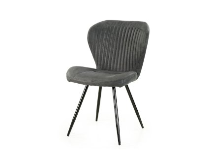 Polsterstuhl grau Gestell schwarz - Microfaser - DÜREN