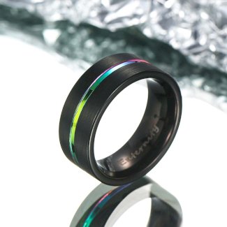 ?Paar?Schwarzer Regenbogen Wolfram Ring - Neonnacht