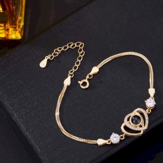 Foto Projektion Armband mit Bild im Stein - Verbundene Herzen