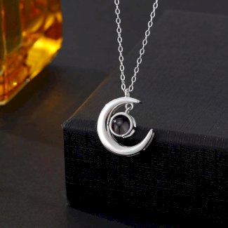 Foto Projektion Halskette mit Bild im Stein - Sichelmond