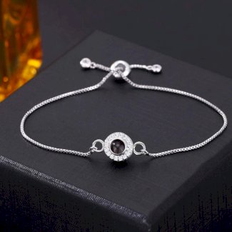 Foto Projektion Armband mit Bild im Stein - Blume Runde