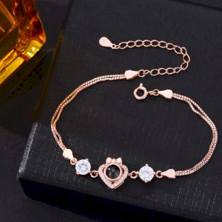 Foto Projektion Armband mit Bild im Stein - Herz mit Schleife