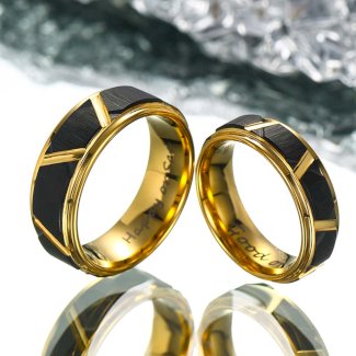 ?Paar?Vergoldeter Wolfram Ring - Rad der Ruhm