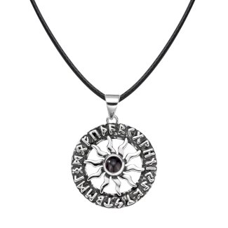 Foto Projektion Halskette mit Bild im Stein - Nordische Sonne