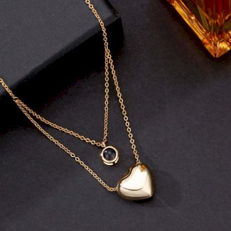 Foto Projektion Doppelte Halskette mit Herz Anhänger