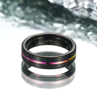 ?Paar?Schwarzer Regenbogen Wolfram Ring - Neonnacht