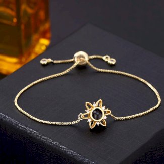 Foto Projektion Armband mit Bild im Stein - Hohle Schneeflocke