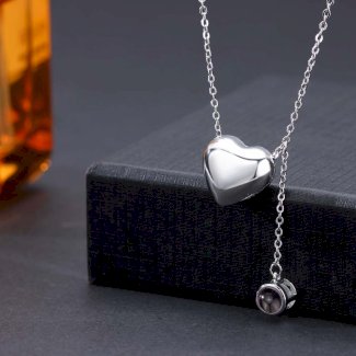 Personalisierte Herz Halskette mit Foto Projektion Anhänger