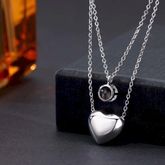 Foto Projektion Doppelte Halskette mit Herz Anhänger