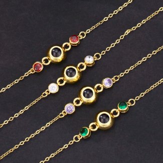 Foto Projektion Armband mit Doppelte Geburtssteine