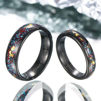 ?Paar?Wolfram Ring mit Gold Blatt und Sandstein - Künstlerische Inspiration