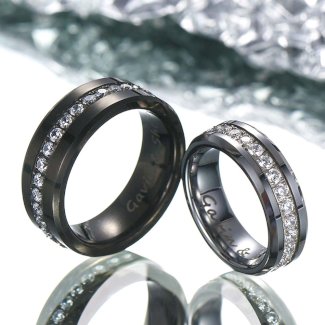 ?Paar?Wolfram Ring mit Kubischer Zirkon - Göttlicher Ruf