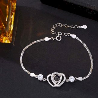 Foto Projektion Armband mit Bild im Stein - Verbundene Herzen