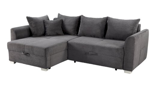 Ecksofa Cord grau 236 x 160 cm - Bettkasten - BOOMER