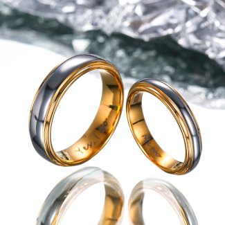 ?Paar?Schlichter Vergoldeter Wolfram Ring - Versprechen