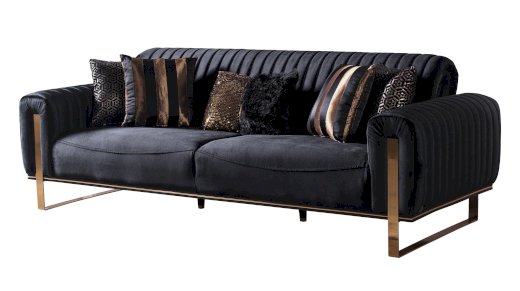Einzelsofa 3-Sitzer schwarz - gold 240 cm - SINGAPUR