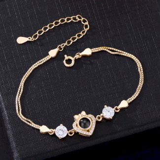 Foto Projektion Armband mit Bild im Stein - Herz mit Schleife