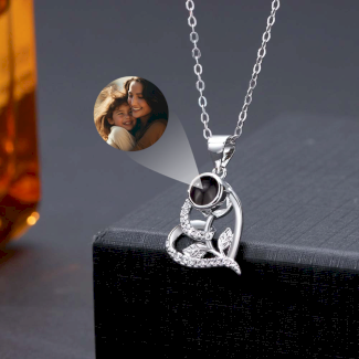 Foto Projektion Halskette mit Bild im Stein - Rose Herz