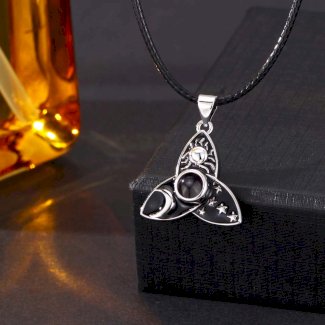 Foto Projektion Halskette mit Bild im Stein - Schwarz Sonne Mond Sterne