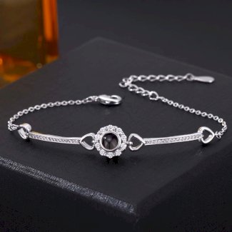 Foto Projektion Armreif mit Bild im Stein - Blume Runde