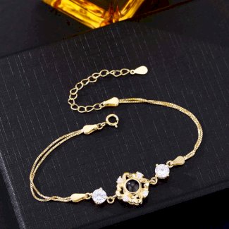 Foto Projektion Armband mit Bild im Stein - Zirkon Kleeblatt