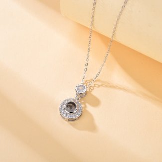 Foto Projektion Halskette mit Bild im Stein - Zirkon Runde