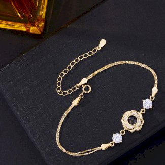 Foto Projektion Armband mit Bild im Stein - Zirkon Rose