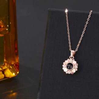 Foto Projektion Halskette mit Bild im Stein - Gänseblümchen