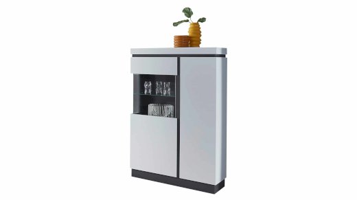 Vitrine mit Glaseinsatz - alpinweiß anthrazit - 164 cm - CAMPANIA