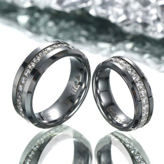 ?Paar?Wolfram Ring mit Kubischer Zirkon - Göttlicher Ruf