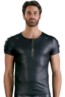 Shirt im schwarzen Mattlook mit kurzem Reißverschluss - Gratisinserat.com