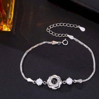 Foto Projektion Armband mit Bild im Stein - Zirkon Rose