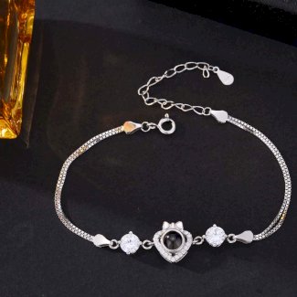 Foto Projektion Armband mit Bild im Stein - Herz mit Schleife