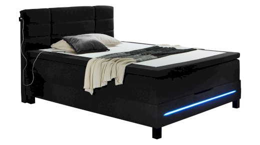 Boxbett 140 x 200 cm anthrazit mit Bettkasten - JEFFERSON